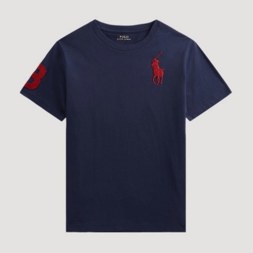 Polo Ralph Lauren Navy T-Shirt Red Sz 7 Big Pony Cotton Jersey Tee refined navy
